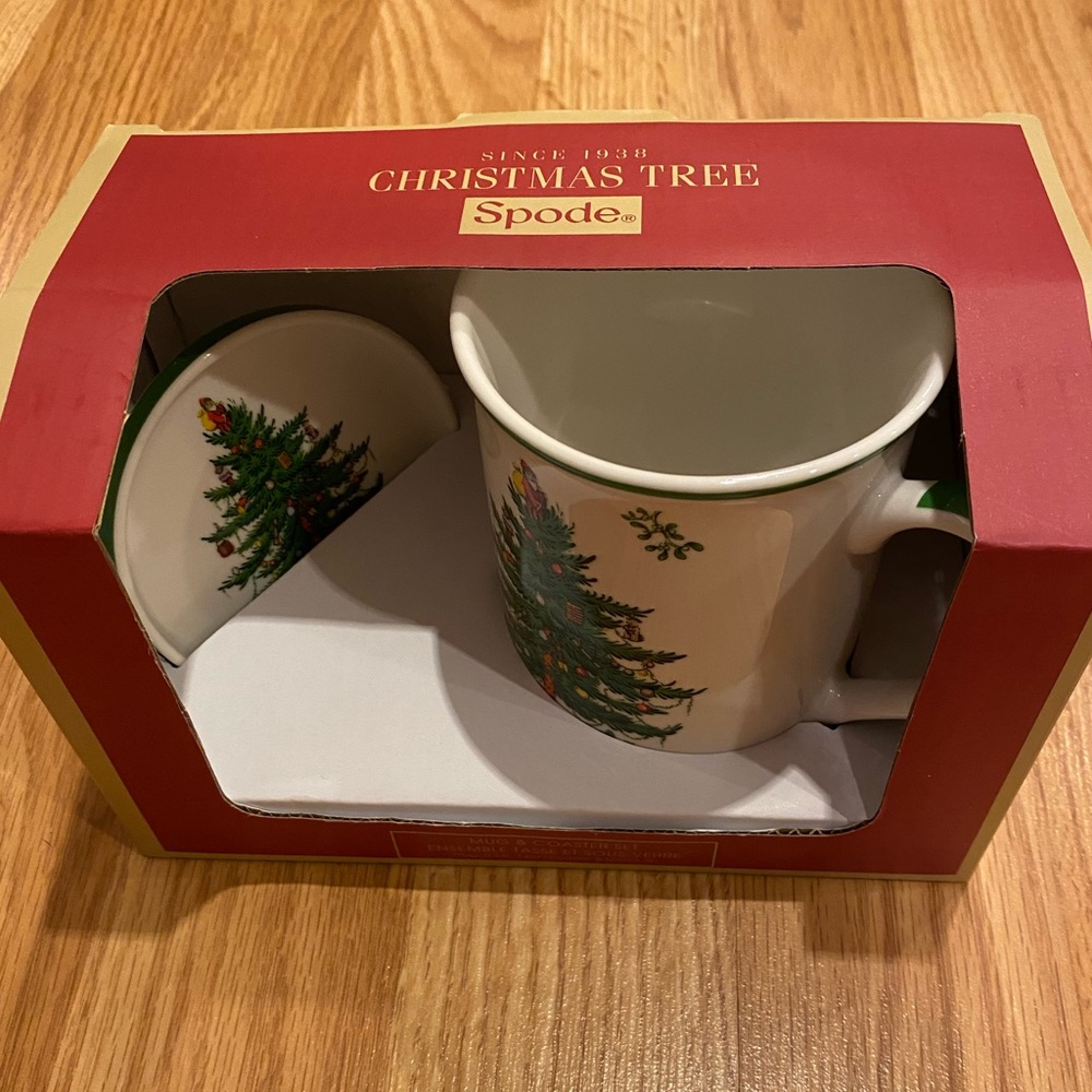 Spode Christmas Tree Mug and Coaster Set